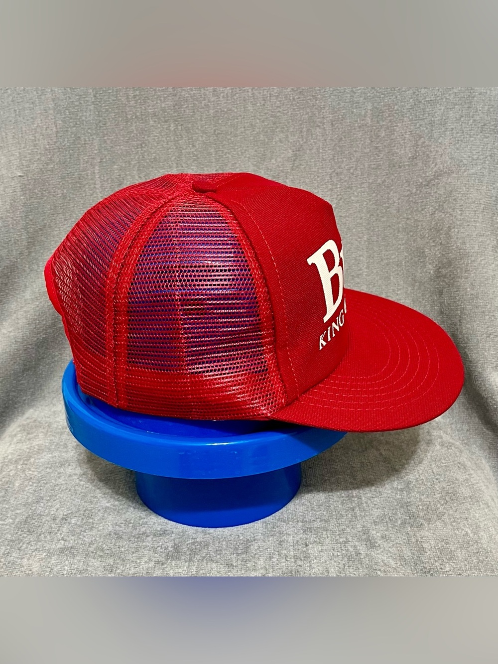 Bud "King of Beers" Red and White SnapBack Trucker Style Hat Vintage - Picture 5 of 6